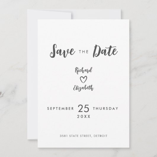 Minimale Typografie Moderne Hochzeit retten das Da Save The Date (Vorderseite)