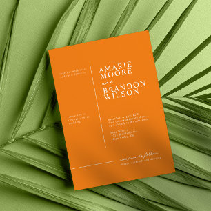 Minimale Typografie Orange Hochzeits-Einladung Einladung