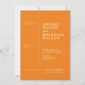 Minimale Typografie Orange Wedding Einladung (Vorderseite)