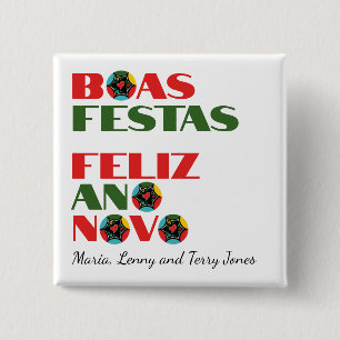 Minimale Typografie Portugiesische Weihnachtsgrüße Button
