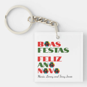 Minimale Typografie Portugiesische Weihnachtsgrüße Schlüsselanhänger