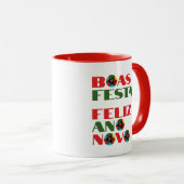 Minimale Typografie Portugiesische Weihnachtsgrüße Tasse (VorderseiteRechts)