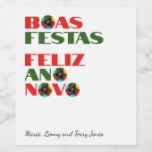 Minimale Typografie Portugiesische Weihnachtsgrüße Weinetikett (Einzelnes Label)