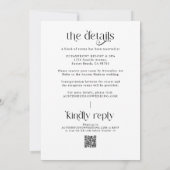 Minimale Typografie Retro Qr Code Hochzeit Einladung (Rückseite)