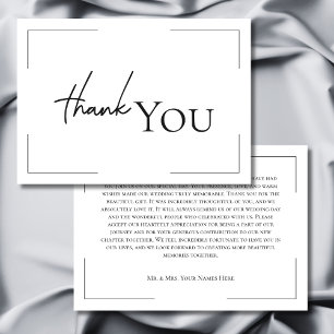 Minimale Typografie Schwarz-Weiß-Foto-Hochzeit Dankeskarte