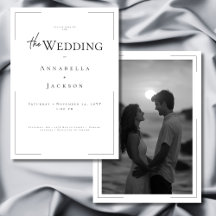 Minimale Typografie Schwarz-Weiß-Foto-Hochzeit