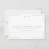 Minimale Typografie Schwarz-Weiß-Foto-Hochzeit Save The Date (Rückseite)