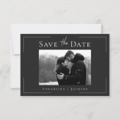 Minimale Typografie Schwarz-Weiß-Foto-Hochzeit Save The Date (Vorderseite)