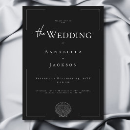 Minimale Typografie Schwarz-Weiß-Muschel Hochzeit Einladung