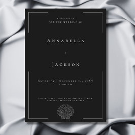 Minimale Typografie Schwarz-Weiß-Muschel Hochzeit Einladung