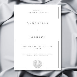 Minimale Typografie Schwarz-Weiß-Muschel Hochzeit Einladung