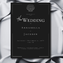 Minimale Typografie Schwarz-Weiß-Muschel Hochzeit Einladung