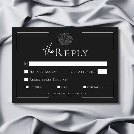 Minimale Typografie Schwarz-Weiß-Muschel Hochzeit RSVP Karte