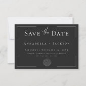 Minimale Typografie Schwarz-Weiß-Muschel Hochzeit Save The Date (Vorderseite)