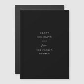 Minimale Typografie | Schwarze Corporate Holiday C Magnetkarte (Vorne/Hinten)