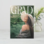 Minimale Typografie und Abschluss-Foto Einladung (Stehend Vorderseite)