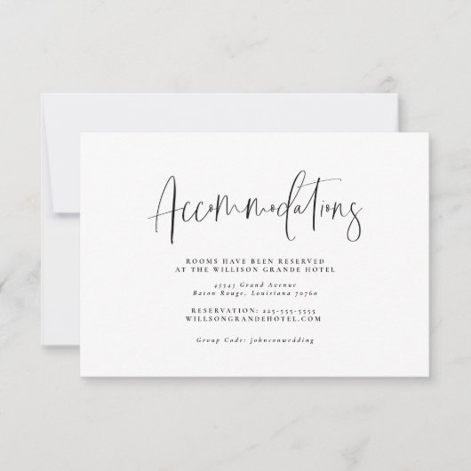 Minimale Typografie-Unterkünfte Einschlusskarte RSVP Karte (Vorderseite)