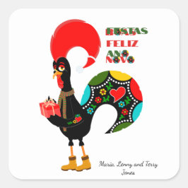 Minimale Typografie Weihnachten Portugiesische Grü Quadratischer Aufkleber