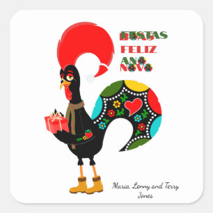 Minimale Typografie Weihnachten Portugiesische Grü Quadratischer Aufkleber
