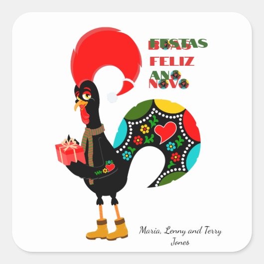 Minimale Typografie Weihnachten Portugiesische Grü Quadratischer Aufkleber (Vorderseite)