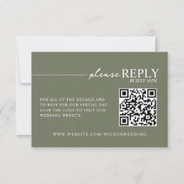 Minimale Typografy Sage Green QR RSVP Karte