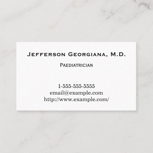 Minimale u. elegante Kinderarzt-Visitenkarte Visitenkarte (Vorderseite)