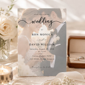 Minimale Überlagerungs-Foto-Hochzeitseinladung Einladung