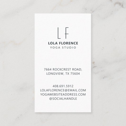 Minimale und Berufliche Foto Yoga Studio Fitness Visitenkarte (Rückseite)