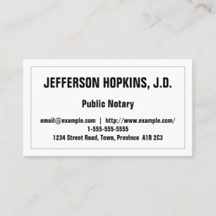 Minimale und einfache öffentliche Notar-Visitenka Visitenkarte