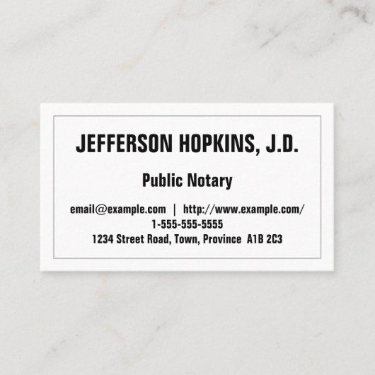 Minimale und einfache öffentliche Notar-Visitenkar Visitenkarte (Vorderseite)