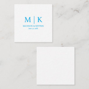 Minimale und elegante blaue Monogramm-Hochzeit Mitteilungskarte