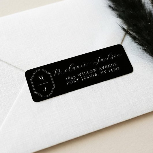 Minimale und elegante Schwarz-Weiß-Monogramm-Hochz