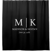 Minimale und elegante Schwarz-Weiß-Monogramm-Hochz Duschvorhang (Vorderseite)