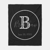Minimale und elegante Schwarz-Weiß-Monogramm-Hochz Fleecedecke (Vorderseite)