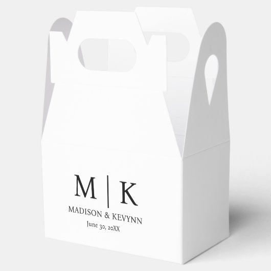 Minimale und elegante Schwarz-Weiß-Monogramm-Hochz Geschenkschachtel (Geöffnet)