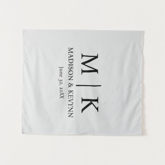 Minimale und elegante Schwarz-Weiß-Monogramm-Hochz Wandteppich (Vorderseite (Horizontal))