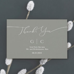 Minimale und kalligraphische Hochzeit Dankeskarte