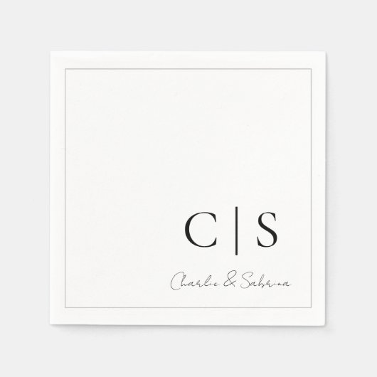 Minimale und klassische Monogramm-Hochzeit Napkin Serviette (Vorderseite)