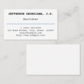 Minimale und konservative Barrister-Visitenkarte Visitenkarte (Vorne/Hinten)