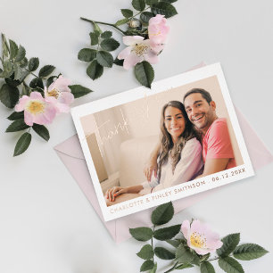 Minimale und moderne Script Custom Wedding Vielen  Folien Feiertagspostkarte