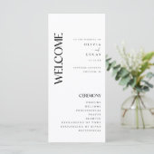 Minimale und moderne Weiße Hochzeit Programm (Stehend Vorderseite)