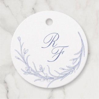 Minimale und schicke blaue Hochzeitsmonogramme Kla Geschenkanhänger