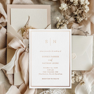 Minimale und schicke Border-Hochzeit   Roségold Folieneinladung