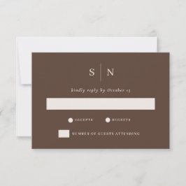 Minimale und schicke Braune | Neutrale Hochzeit RSVP Karte