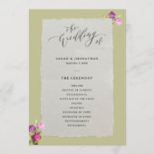 Minimale und schicke florale Salbeigrüne Hochzeit  Programm (Vorderseite)