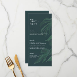 Minimale und schicke grüne Hochzeit Menükarte