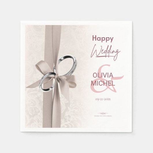 Minimale und schicke Hochzeit Serviette (Vorderseite)