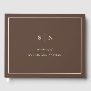 Minimale und schicke neutrale braune Hochzeit Gästebuch
