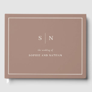 Minimale und schicke neutrale Taupe-Hochzeit Gästebuch