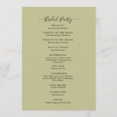 Minimale und schicke salbeigrüne Hochzeit Programm (Rückseite)
